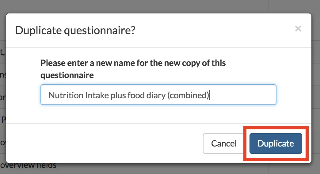 duplicating questionnaire